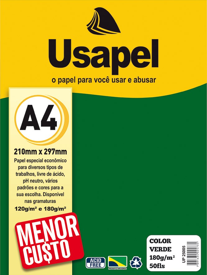 Usapel Color /A4 180g/m� 50fls / Verde UP25005