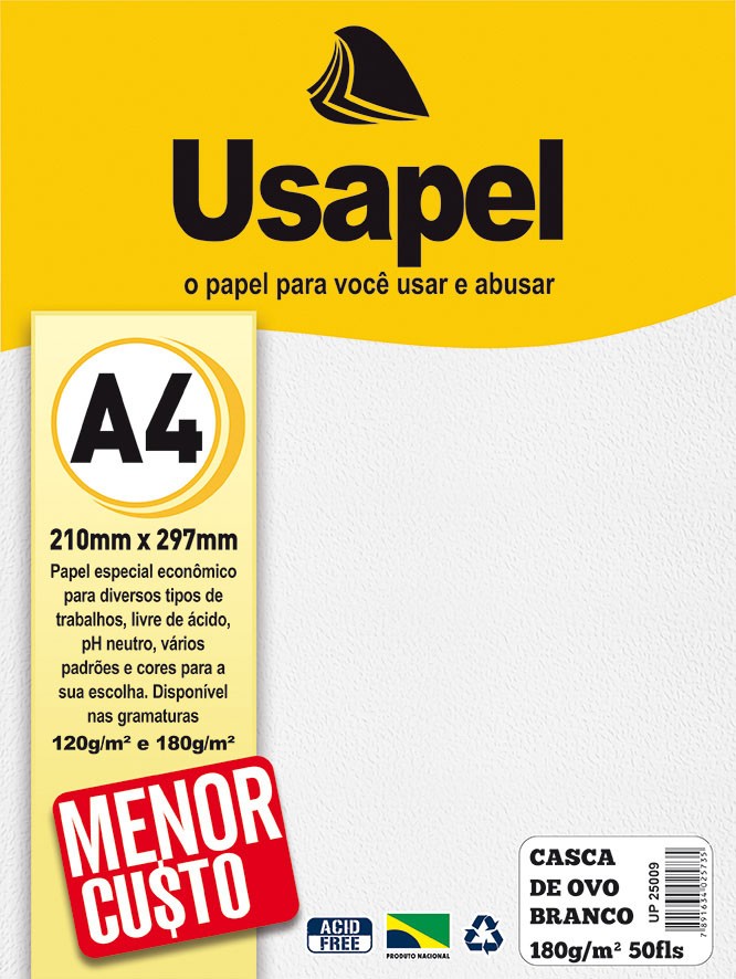 Usapel Casca de Ovo /A4 180g/m�/ 50fls /Branco UP25009