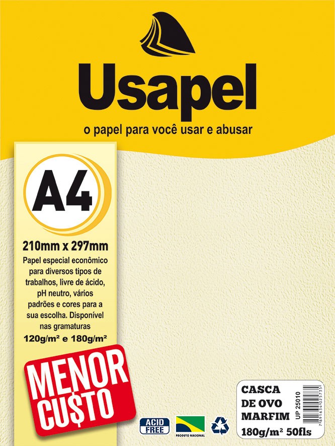 Usapel Casca de Ovo Marfim /A4 180g/m�/ 50fls /Marfim UP25010