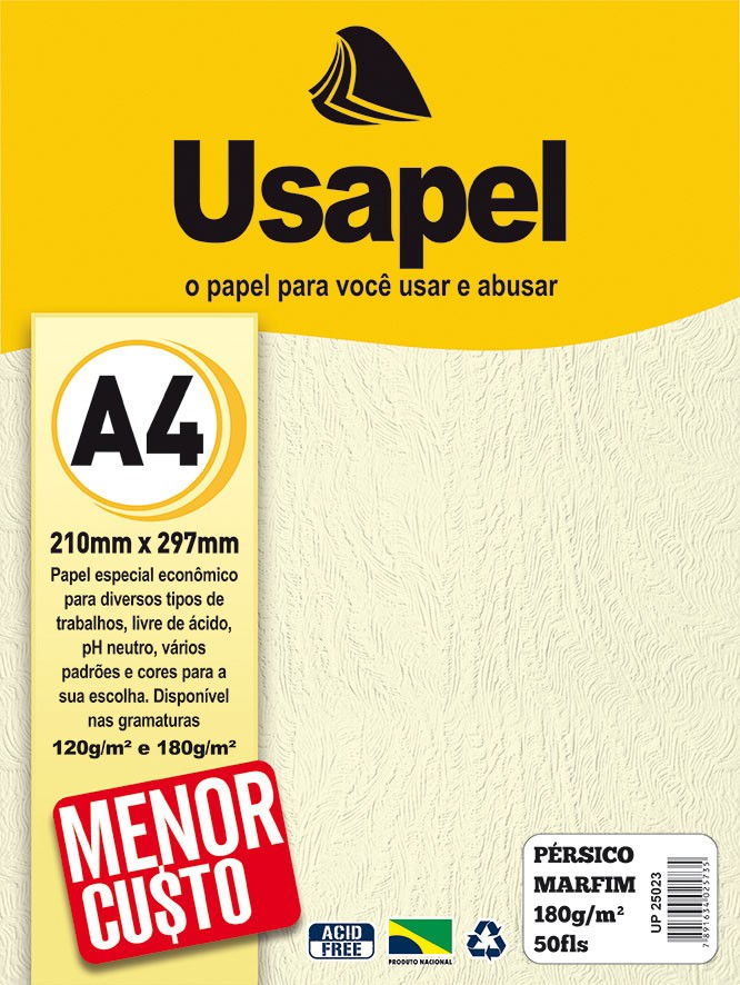 Usapel P�rsico /A4 180g/m�/ 50fls Marfim UP25023