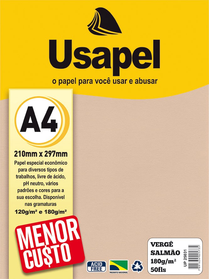 Usapel Verg� /A4 180g/m�/ 50fls Salm�o UP25031