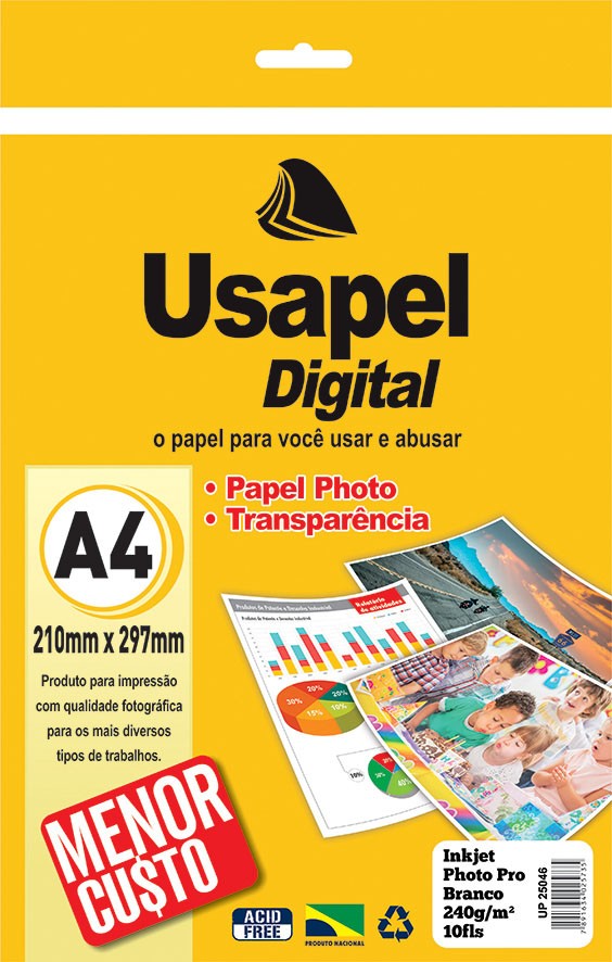 Usapel Inkjet Photo PRO /A4 240g/m� 10fls/Branco UP25046
