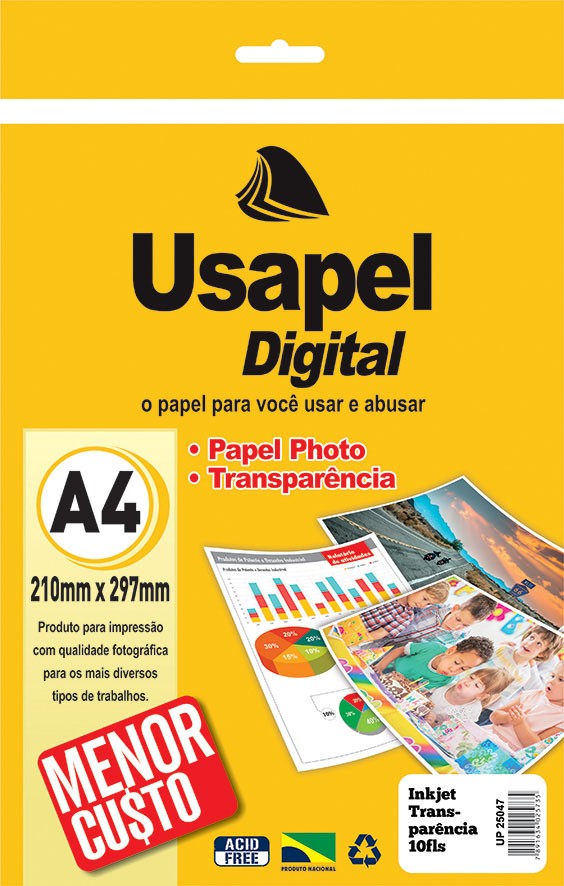Usapel Inkjet Transpar�ncia /A4 75g/m� 10 fls /Transparente UP25047