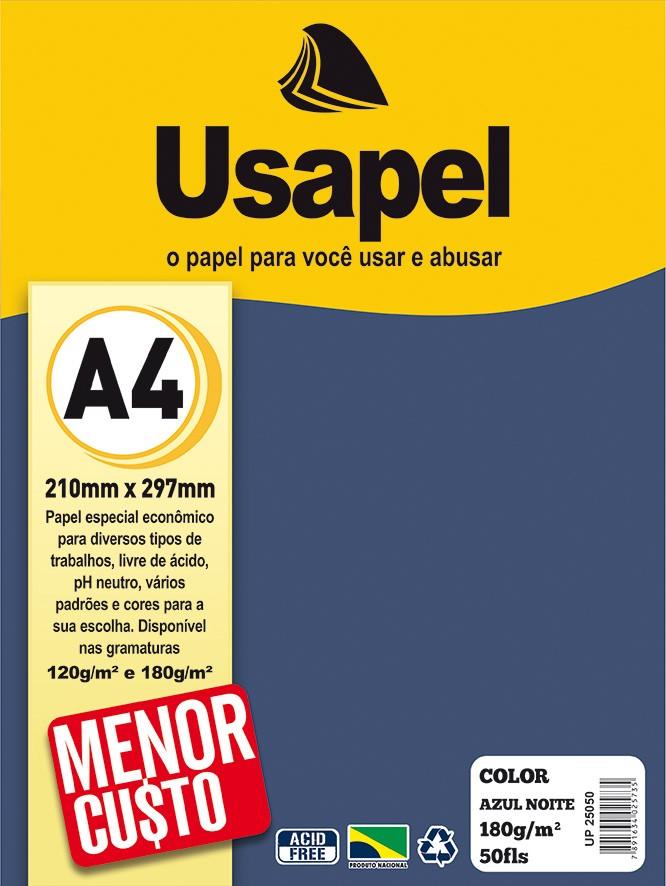 Usapel Color /A4 180g/m� 50fls /Azul Noite UP25050