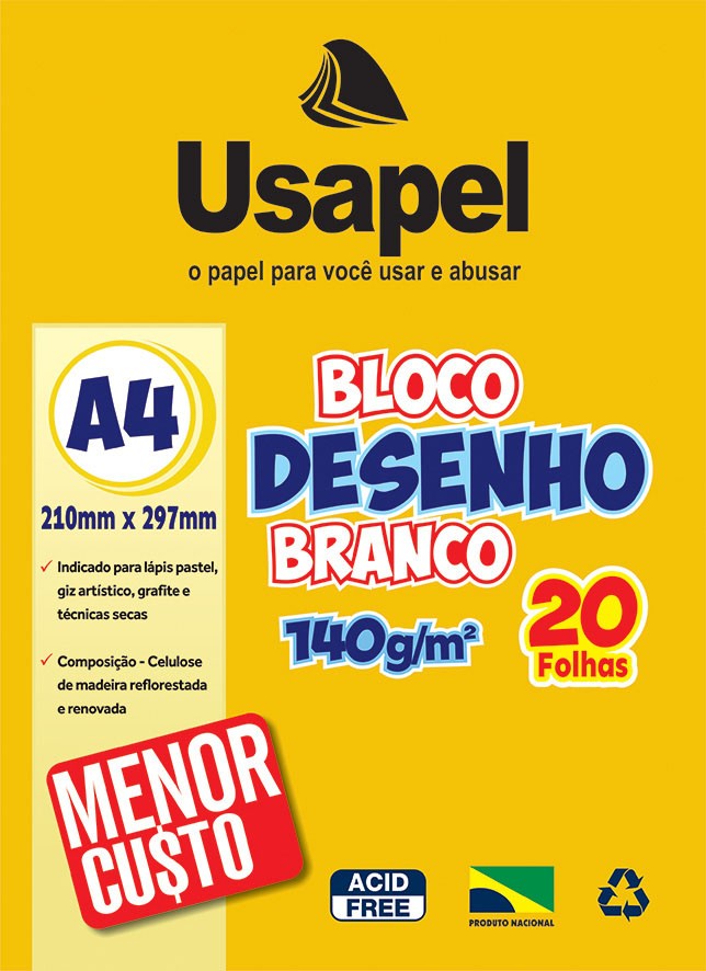 Bloco Desenho /A4 140g/m� 20fls /Branco UP25058