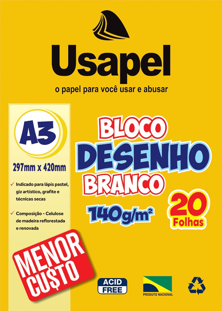 Bloco Desenho /A3 140g/m� 20fls /Branco UP25059