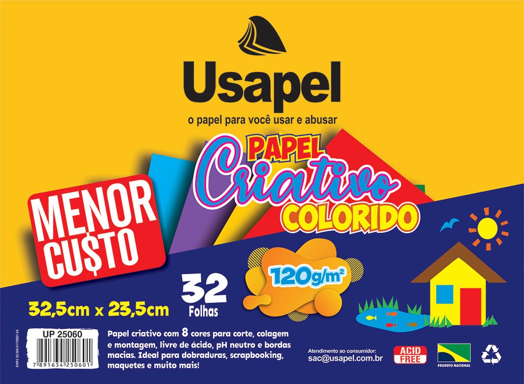 Usapel Papel Criativo 8 Cores 32fls /325x235 120g/m�/ UP25075