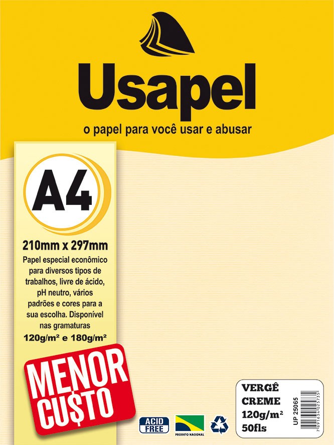 Usapel Verg� /A4 120g/m�/ 50fls Creme UP25065