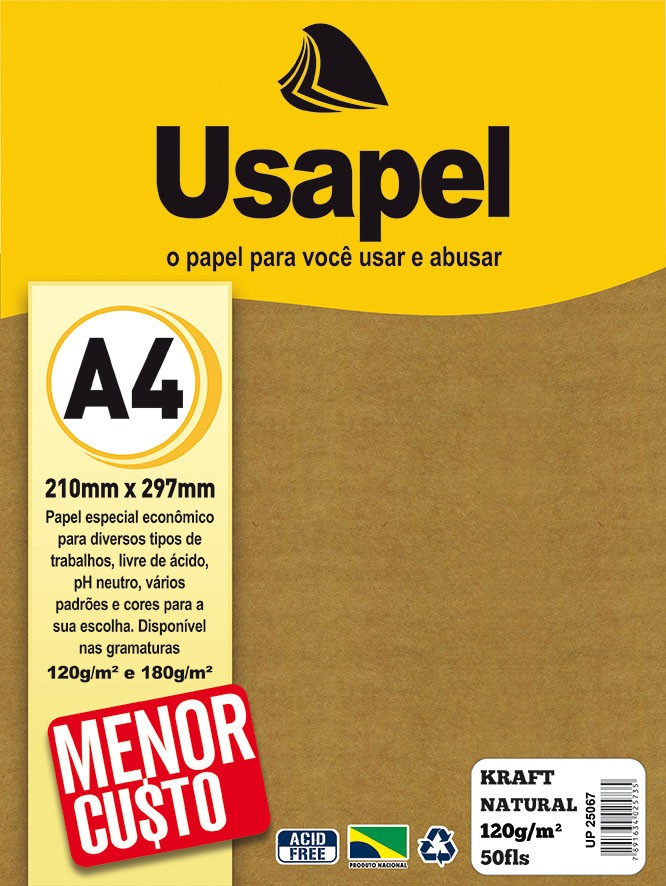 Usapel Kraft /A4 120g/m� 50fls /Natural UP25067